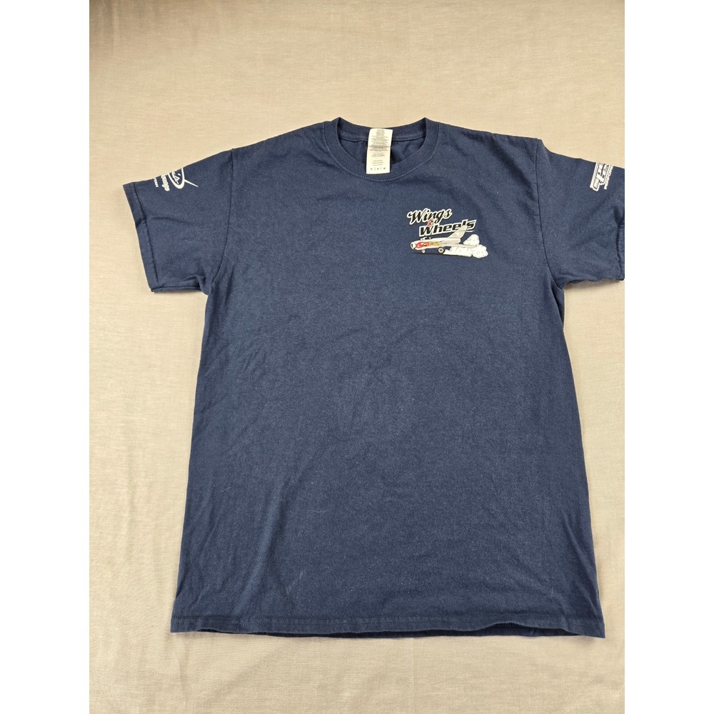 Gildan Mens Wings and Wheels 2017 Aviation Museum Graphic T-Shirt Navy Medium